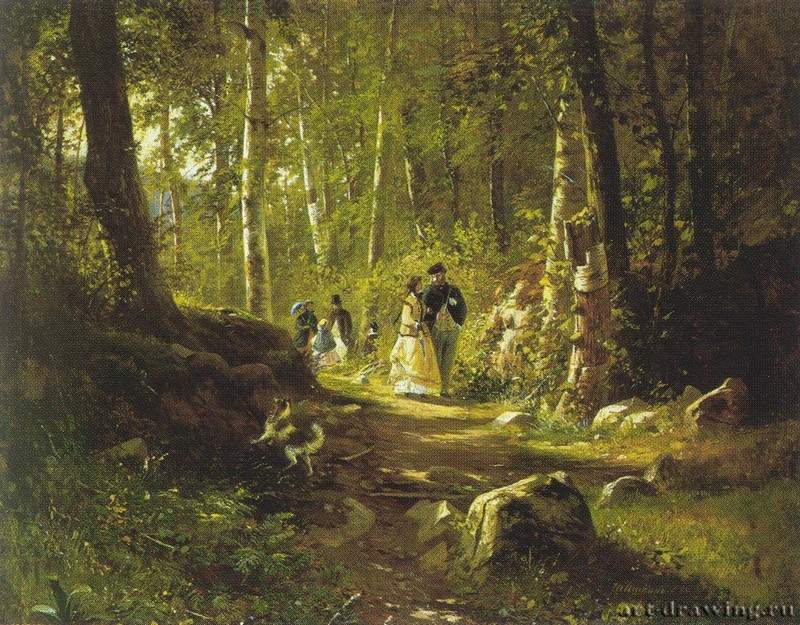 Прогулка в лесу. 1869 - 34,3 х 43,3 см Холст, масло Реализм Россия Москва. Государственная Третьяковская галерея