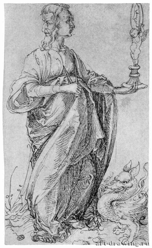 Рисунок с карты Тарокки. Благоразумие. 1495-1496 - 17,2 x 10,3 Перо черным тоном на бумаге Лувр, Кабинет рисунков Париж