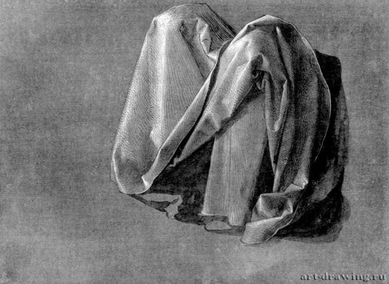 Этюд для Алтаря Геллера. Одежды Бога-Отца 1508 - 17,9 x 24,5 Кисть тушью и белилами на грунтованной зеленым тоном бумаге Собрание графики Альбертина Вена