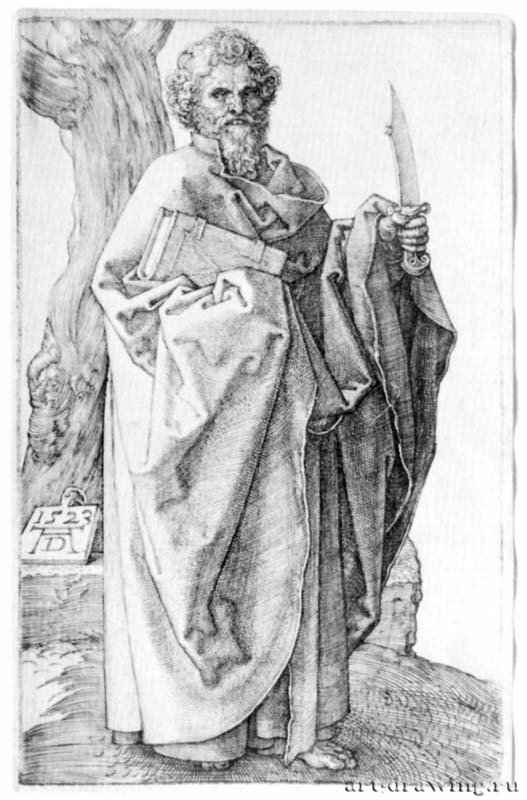 Апостол Варфоломей. 1523 - 12,2 х 7,6 Резцовая гравюра на меди Музей Метрополитен, Отделение рисунка Нью-Йорк