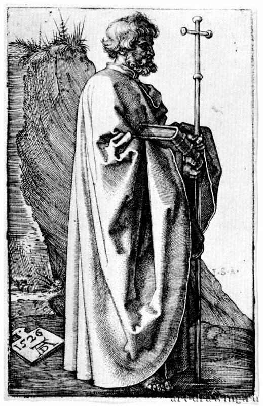 Апостол Филипп. 1526 - 12,2 х 7,6 Резцовая гравюра на меди Музей Метрополитен, Отделение рисунка Нью-Йорк