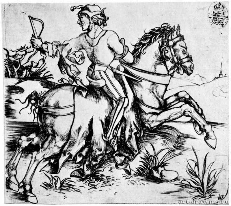 Большой гонец. 1494-1495 - 10 х 11,3 Резцовая гравюра на меди Гравюрный кабинет Государственных художественных собраний Дрезден