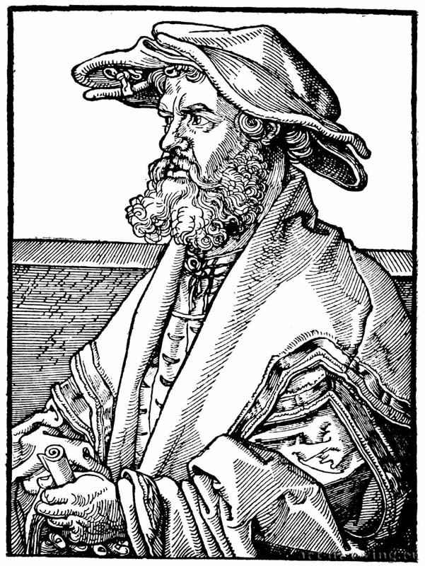 Латинский писатель Эобан Хесс. 1526 - Альбрехт Дюрер: Латинский писатель Эобан Хесс 1526. 12,9 х 9,5. Ксилография.