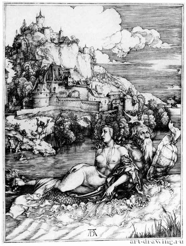 Морское чудовище. 1498 - 25,2 х 19 Резцовая гравюра на меди Кунстхалле, Гравюрный кабинет Карлсруэ