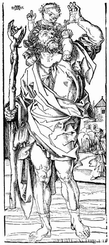 Святой Христофор. 1495 - 45,5 х 18,3 Ксилография