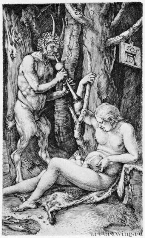 Семейство сатира. 1505 - 11,5 х 7 Резцовая гравюра на меди Художественный институт, Отдел гравюры и рисунка Чикаго (Иллинойс)