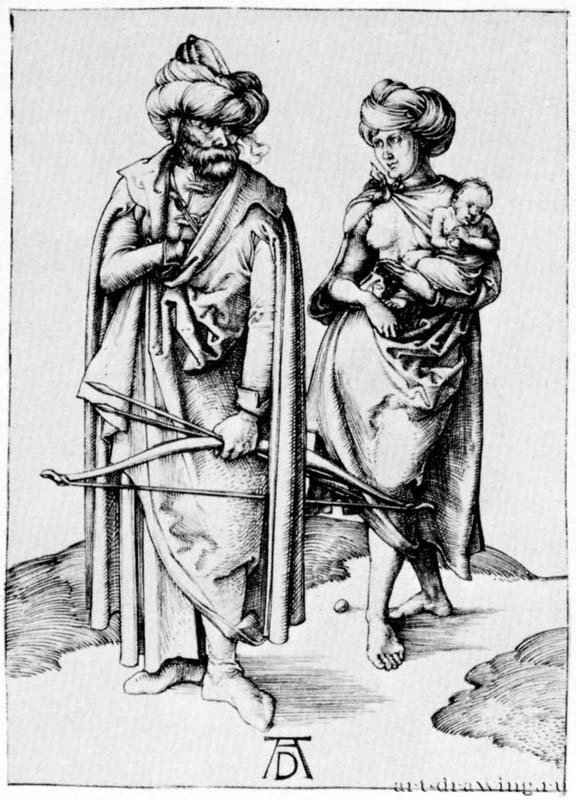 Семья турка. 1496-1497 - 10,8 х 7,7 Резцовая гравюра на меди Гравюрный кабинет Берлин