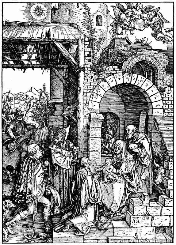 Серия "Жизнь Марии". Поклонение волхвов. 1503 - 29,5 х 21 Ксилография
