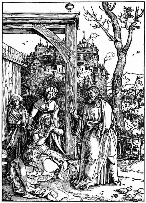 Серия "Жизнь Марии". Прощание Христа с матерью (Отпущение Марии). 1504 - 29,5 х 21 Ксилография