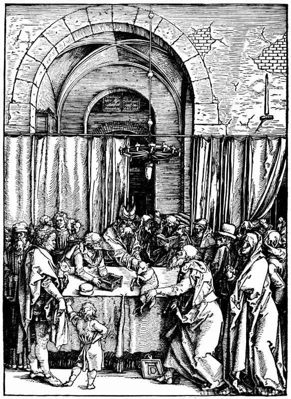 Серия "Жизнь Марии". Отклонение жертвы Иоакима. 1503-1504 - 29,5 х 21 Ксилография