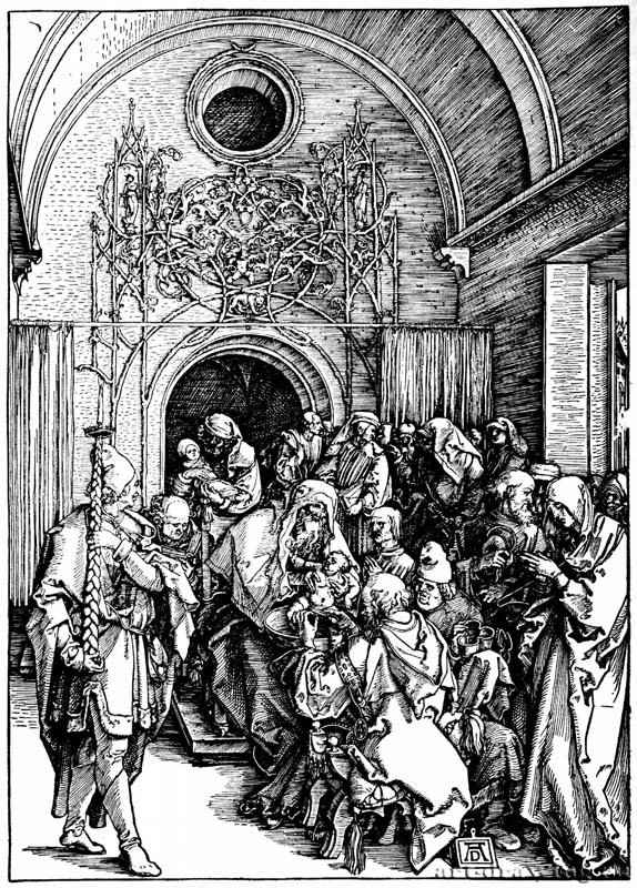 Серия "Жизнь Марии". Обрезание младенца Христа. 1503-1504 - 29,5 х 21 Ксилография