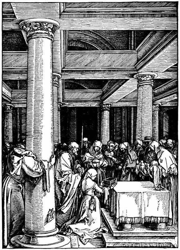 Серия "Жизнь Марии". Принесение младенца Христа во храм. 1503-1504 - 29,5 х 21 Ксилография