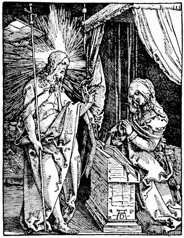 Серия "Малые Страсти". Явление Христа матери. 1509-1510 - 12,7 х 9,7 Ксилография