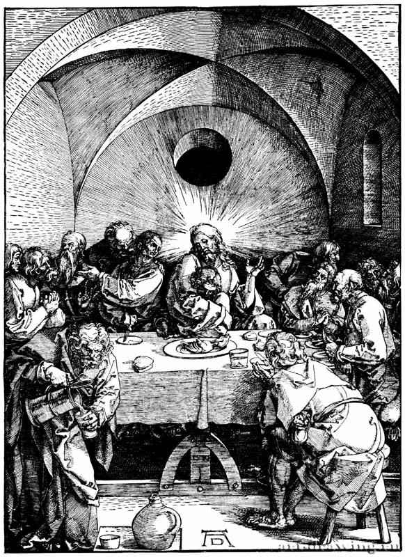 Серия "Большие Страсти". Тайная вечеря. 1510 - 39 х 28 Ксилография