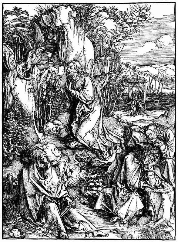 Серия "Большие Страсти". Христос на горе Елеонской (Моление о чаше). 1497-1498 - 39 х 28 Ксилография