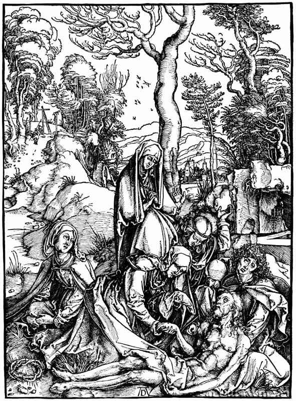 Серия "Большие Страсти". Оплакивание Христа. 1497-1498 - 39 х 28 Ксилография
