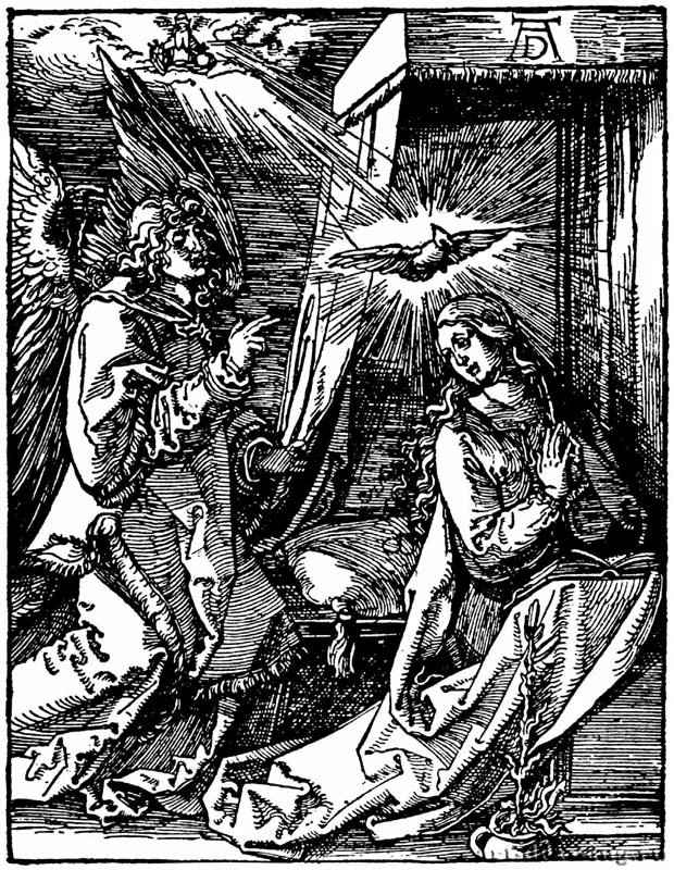Серия "Малые Страсти". Благовещение. 1510 - 12,7 х 9,7 Ксилография
