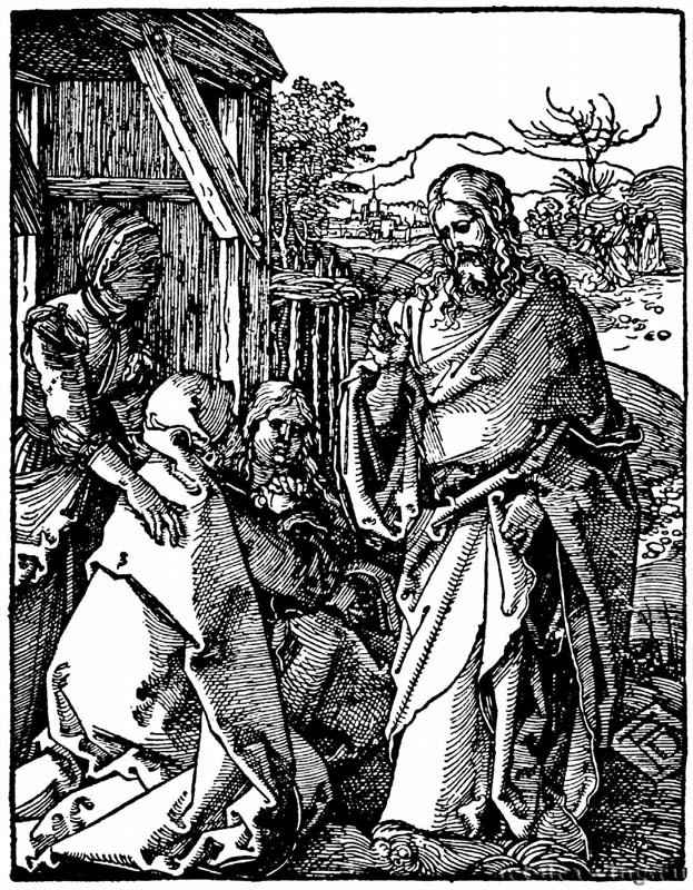 Серия "Малые Страсти". Прощание Христа с матерью. 1509 - 12,7 х 9,7 Ксилография