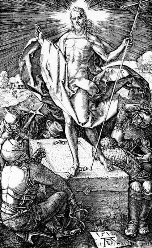 Серия "Страсти Христа", Воскресение. 1512 - 11,9 х 7,5 Резцовая гравюра на меди Музей Метрополитен, Отделение рисунка Нью-Йорк