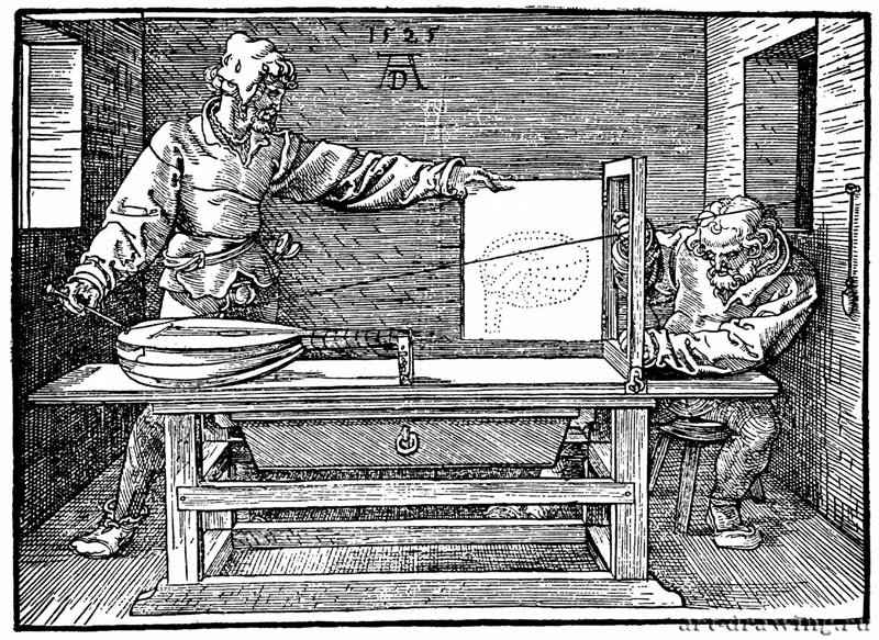 Художник, рисующий лютню. 1512-1525 - 13,1 х 18,8 Ксилография