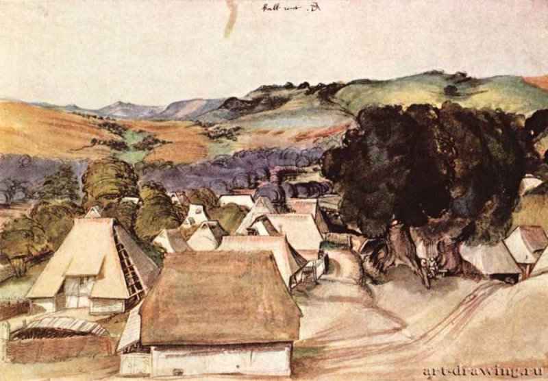 Вид Карлхрёйта, 1511 г. - Акварель, гуашь, бумага; 21,6 x 31,4 см. Бремен. Кунстхалле. Германия.