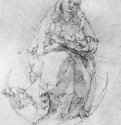 Мадонна на полумесяце. 1514 - 15,5 x 11 Перо на бумаге Гравюрный кабинет Берлин