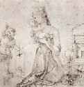  Мадонна с младенцем и маленьким святым Иоанном. 1520-1525 - 16,5 х 21 Перо бистром, на бумаге Музей Бонна, Кабинет рисунков Байонна