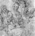 Мадонна с младенцем, коронуемая ангелом, и святая Анна. 1518-1520 - 26,6 x 21,1 Перо на бумаге Гравюрный кабинет Берлин
