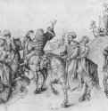 Общество на прогулке верхом. 1489 - 20,9 x 30,1 Перо светло-коричневым тоном, на бумаге Кунстхалле, Гравюрный кабинет Бремен