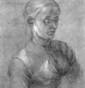 Портрет женщины (Агнесы Дюрер) 1497 - 21,6 x 16,4 Серебряный штифт, подсветка белым, на грунтованной молочным светло-лиловым тоном бумаге Кунстхалле, Гравюрный кабинет Бремен