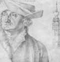Портрет Лазаруса Равенсбургера и башенка дома Льере в Антверпене. 1520-1521 - 12,2 x 16,9 Серебряный штифт на бумаге Гравюрный кабинет Берлин