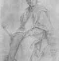 Апостол Иуда Фаддей. 1523 - 26,6 x 19,7 Свинцово-оловянный штифт, подсветка белым, на грунтованной зеленым тоном бумаге Гравюрный кабинет Берлин