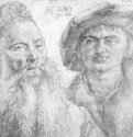 Портрет Пауля Tоплера и Мартина Пфинцига. 1520 - 12,8 x 19 Серебряный штифт на бумаге Гравюрный кабинет Берлин