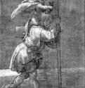 Святой Христофор. 1521 - 18,5 x 14 Перо, подсветка белым, на грунтованной темно-сиреневым тоном Британский музей, Отдел гравюры и рисунка Лондон