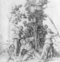 Смерть Орфея. 1494 - 28,9 x 22,5 Перо светло- и темно-коричневым тоном, на бумаге Кунстхалле, Гравюрный кабинет Гамбург