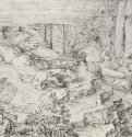 Христос на горе Елеонской (Моление о чаше). 1521 - 20,8 х 29,4 Перо бистром, на бумаге Художественный институт Штеделя, Гравюрный кабинет Франкфурт-на-Майне