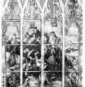Эскиз витража. Святой Георгий. 1500 - 28,6 x 14,1 Перо, легкая ретушь голубой и красной акварелью, на бумаге Художественный институт Штеделя, Гравюрный кабинет Франкфурт-на-Майне