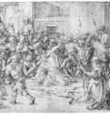 Эскизы к серии "Страсти Христа". Несение креста (со святой Вероникой). 1520 - 21 x 28,5 Перо на бумаге Галерея Уффици, Кабинет рисунков и гравюр Флоренция