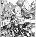 Блудный сын, кормящийся со свиньями. 1496 - 24,8 х 19 Резцовая гравюра на меди Частное собрание