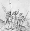 Воины. 1489 - 22 x 16 Перо черным и коричневым тоном, на бумаге Гравюрный кабинет Берлин