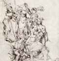 Воины под крестом. 1489 - 21,6 х 16,8 Перо бистром, на бумаге Художественный институт Штеделя, Гравюрный кабинет Франкфурт-на-Майне