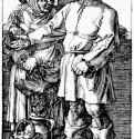 Крестьяне на рынке. 1519 - 11,6 х 7,3 Резцовая гравюра на меди Музей Метрополитен, Отделение рисунка Нью-Йорк