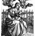 Мадонна, коронуемая двумя ангелами. 1518 - 14,8 х 10 Резцовая гравюра на меди Музей Метрополитен, Отделение рисунка Нью-Йорк
