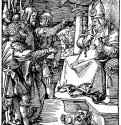 Серия "Малые Страсти". Христос перед Анной. 1509 - 12,7 х 9,7 Ксилография