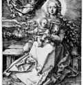 Сидящая Мадонна, коронуемая ангелом. 1520 - 13,9 х 10 Резцовая гравюра на меди Музей Метрополитен, Отделение рисунка Нью-Йорк