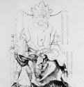 Султан на троне (не закончена). 1496-1498 - 29,6 х 23,4 Резцовая гравюра на меди Государственный музей (Рейксмузеум), Государственный кабинет гравюр Амстердам