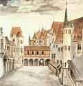 Дворик бывшего замка в Иннсбруке. Облака, 1494 г. - Акварель; 33,7 x 26,8 см. Вена. Альбертина. Германия.