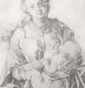 Дева Мария-млекопитательница. 1512 - 41,8 х 28,8 Уголь на бумаге Собрание графики Альбертина Вена
