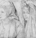 Женщины из Бергеба и Гуса. 1520 - 12,9 x 19 Серебряный штифт, на бумаге Музей Конде Шантийи