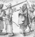 Ирландские солдаты и крестьяне. 1521 - 21 x 28,2 Перо с ретушью акварелью Гравюрный кабинет Берлин